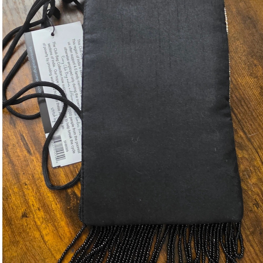 Bamboo Trading Co Club Bag Beaded Martini Glass Art Deco Crossbody Fringe NEW - Picture 5 of 5
